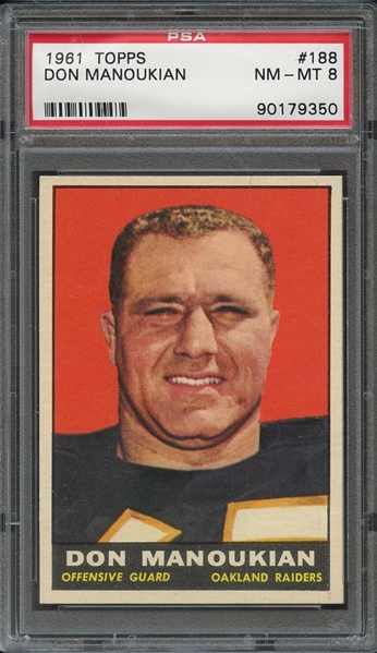 1961 TOPPS 188 DON MANOUKIAN PSA NM-MT 8