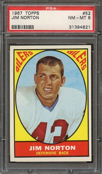 1967 TOPPS 52 JIM NORTON PSA NM-MT 8