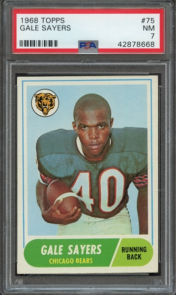 1968 TOPPS 75 GALE SAYERS PSA NM 7
