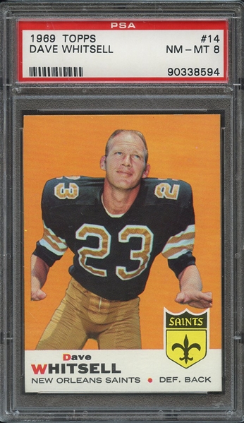 1969 TOPPS 14 DAVE WHITSELL PSA NM-MT 8