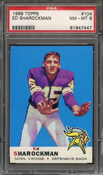 1969 TOPPS 104 ED SHAROCKMAN PSA NM-MT 8