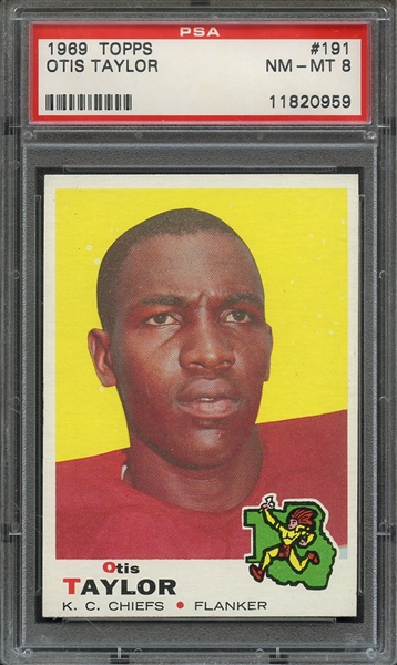 1969 TOPPS 191 OTIS TAYLOR PSA NM-MT 8