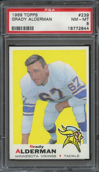 1969 TOPPS 239 GRADY ALDERMAN PSA NM-MT 8