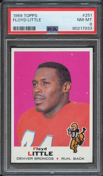 1969 TOPPS 251 FLOYD LITTLE PSA NM-MT 8