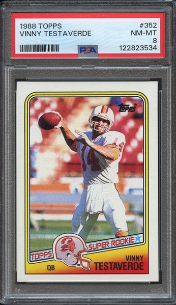 1988 TOPPS 352 VINNY TESTAVERDE PSA NM-MT 8