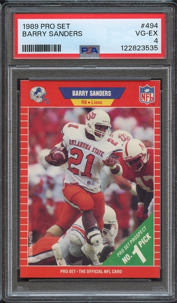 1989 PRO SET 494 BARRY SANDERS PSA VG-EX 4