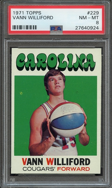 1971 TOPPS 229 VANN WILLIFORD PSA NM-MT 8