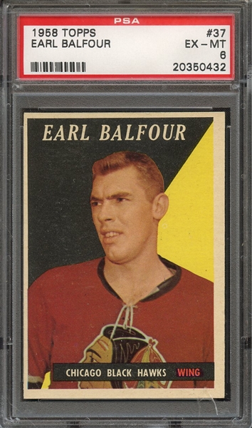 1958 TOPPS 37 EARL BALFOUR PSA EX-MT 6