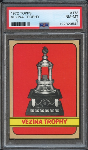 1972 TOPPS 173 VEZINA TROPHY PSA NM-MT 8