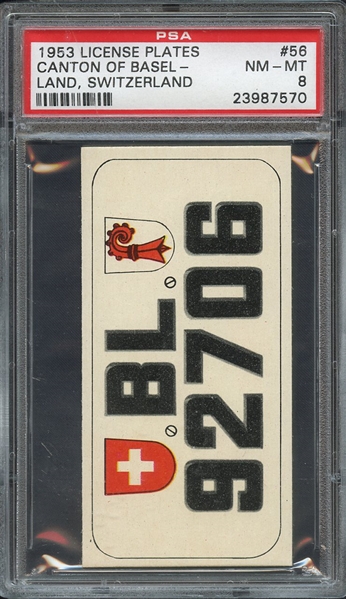 1953 LICENSE PLATES 56 CANTON OF BASEL- LAND, SWITZERLAND PSA NM-MT 8