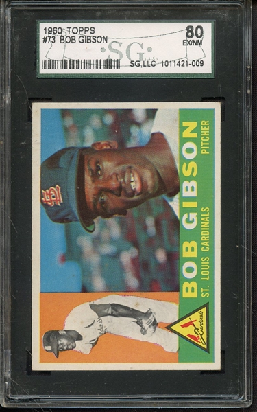 1960 TOPPS 73 BOB GIBSON SGC EX/MT 80