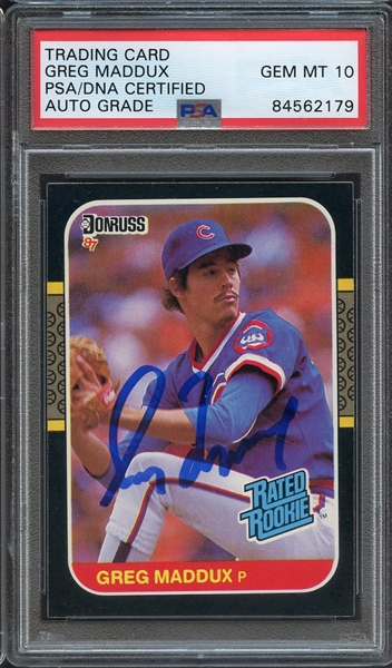 1987 DONRUSS 36 SIGNED GREG MADDUX PSA/DNA AUTO 10