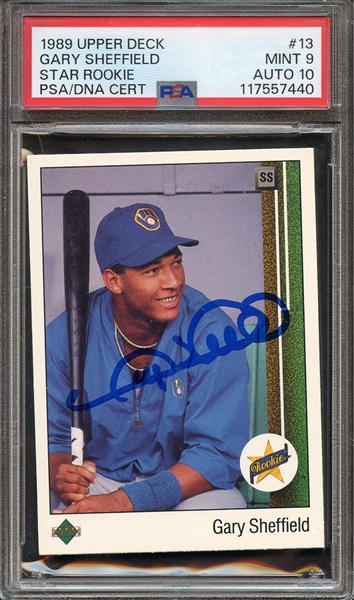 1989 UPPER DECK 13 SIGNED GARY SHEFFIELD PSA MINT 9 PSA/DNA AUTO 10
