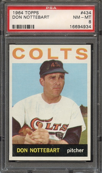 1964 TOPPS 434 DON NOTTEBART PSA NM-MT 8