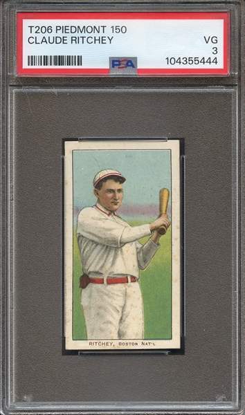 1909-11 T206 PIEDMONT 150 CLAUDE RITCHEY PSA VG 3