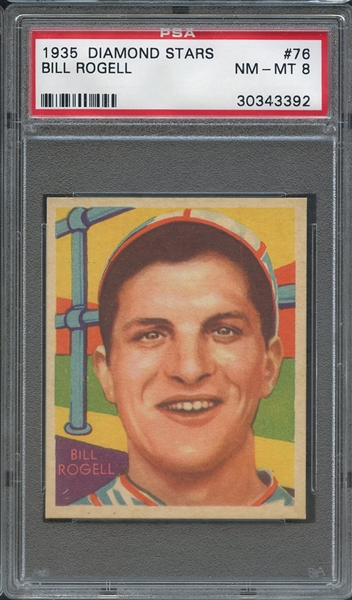 1935 DIAMOND STARS 76 BILL ROGELL GREEN BACK PSA NM-MT 8