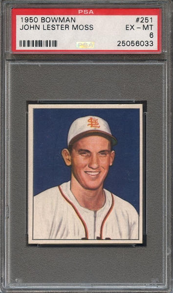 1950 BOWMAN 251 JOHN LESTER MOSS PSA EX-MT 6