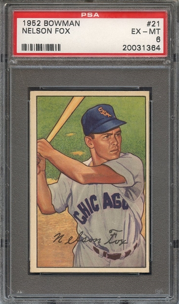 1952 BOWMAN 21 NELSON FOX PSA EX-MT 6