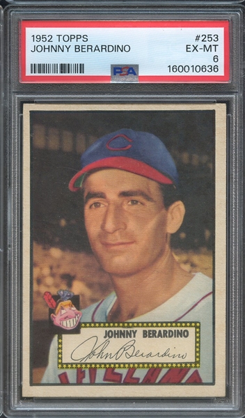 1952 TOPPS 253 JOHNNY BERARDINO PSA EX-MT 6