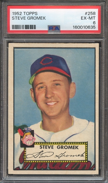 1952 TOPPS 258 STEVE GROMEK PSA EX-MT 6