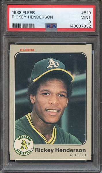 1983 FLEER 519 RICKEY HENDERSON PSA MINT 9