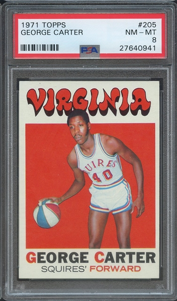 1971 TOPPS 205 GEORGE CARTER PSA NM-MT 8