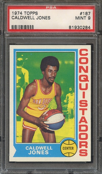 1974 TOPPS 187 CALDWELL JONES PSA MINT 9