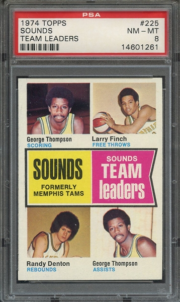 1974 TOPPS 225 MEMPHIS SOUNDS TEAM LEADERS PSA NM-MT 8