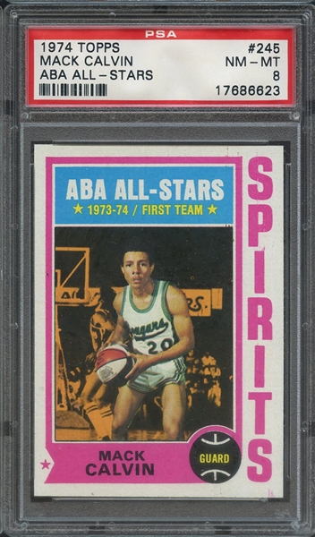 1974 TOPPS 245 MACK CALVIN ABA ALL-STARS PSA NM-MT 8