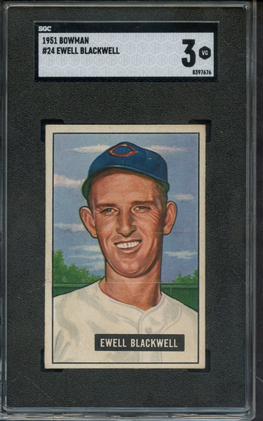 1951 BOWMAN 24 EWELL BLACKWELL SGC VG 3
