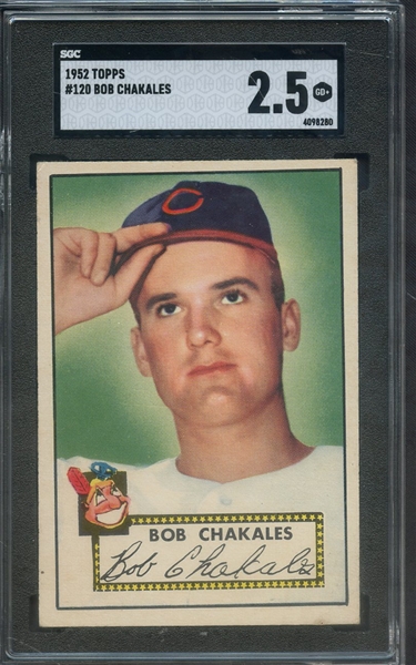1952 TOPPS 120 BOB CHAKALES SGC GOOD+ 2.5