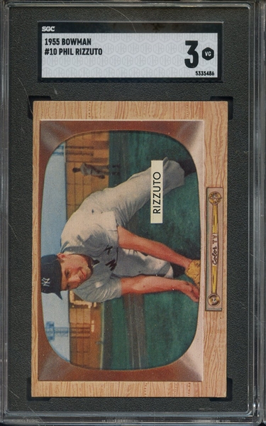 1955 BOWMAN 10 PHIL RIZZUTO SGC VG 3