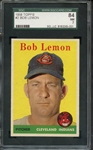 1958 TOPPS 2 BOB LEMON SGC NM 84 / 7