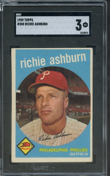 1959 TOPPS 300 RICHIE ASHBURN SGC VG 3