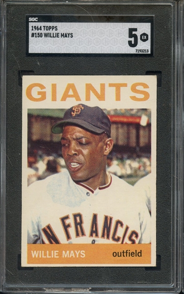 1964 TOPPS 150 WILLIE MAYS SGC EX 5