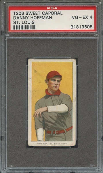 1909-11 T206 SWEET CAPORAL DANNY HOFFMAN ST. LOUIS PSA VG-EX 4