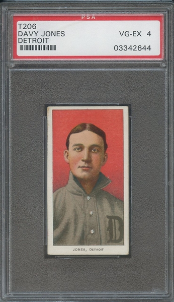 1909-11 T206 DAVY JONES DETROIT PSA VG-EX 4