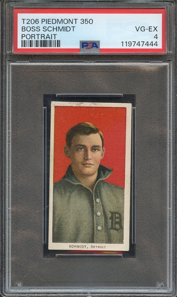1909-11 T206 PIEDMONT 350 BOSS SCHMIDT PORTRAIT PSA VG-EX 4