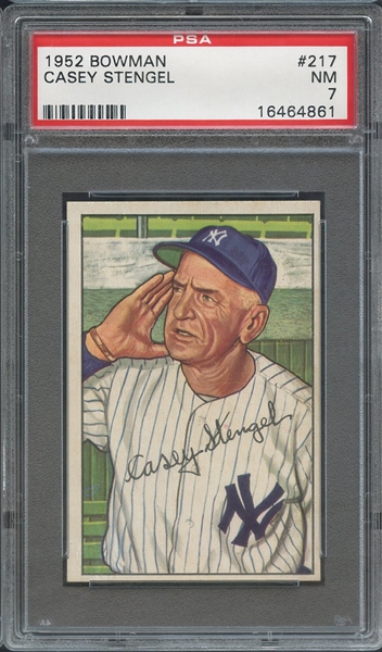 1952 BOWMAN 217 CASEY STENGEL PSA NM 7