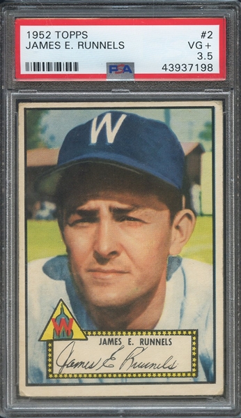 1952 TOPPS 2 JAMES E. RUNNELS PSA VG+ 3.5