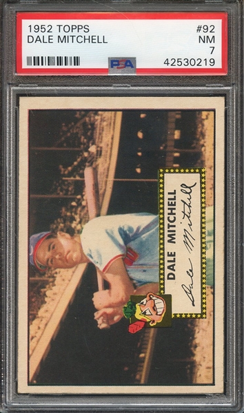 1952 TOPPS 92 DALE MITCHELL PSA NM 7