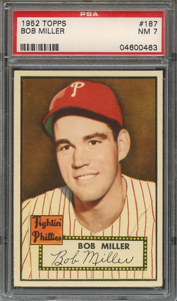 1952 TOPPS 187 BOB MILLER PSA NM 7