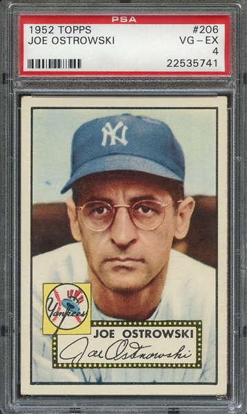 1952 TOPPS 206 JOE OSTROWSKI PSA VG-EX 4