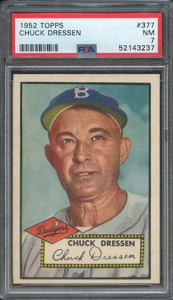 1952 TOPPS 377 CHUCK DRESSEN PSA NM 7