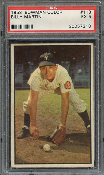 1953 BOWMAN COLOR 118 BILLY MARTIN PSA EX 5