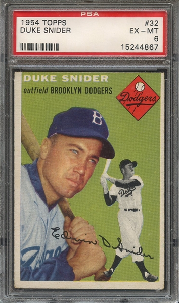1954 TOPPS 32 DUKE SNIDER PSA EX-MT 6