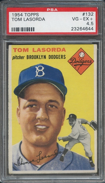 1954 TOPPS 132 TOM LASORDA PSA VG-EX+ 4.5