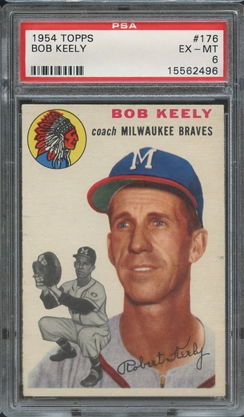 1954 TOPPS 176 BOB KEELY PSA EX-MT 6