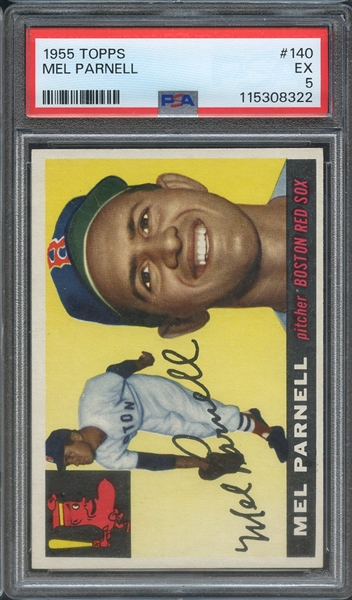 1955 TOPPS 140 MEL PARNELL PSA EX 5