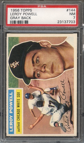 1956 TOPPS 144 LEROY POWELL GRAY BACK PSA NM 7